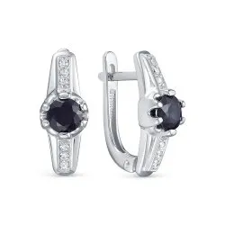 Cercei din aur alb cu Diamant, Safir