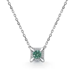 Colier din argint cu Cubic Zirconia Incolor, Moissanite Verde