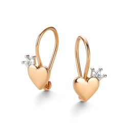 Cercei p-u copii din aur roșu cu pietre Diamant