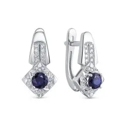 Cercei din aur alb cu Diamant, Safir