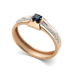 Inel din aur roșu cu pietre Diamant, Safir