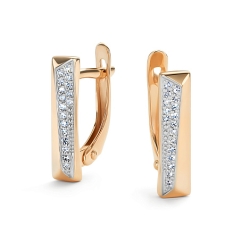 Cercei din aur roșu cu pietre Diamant