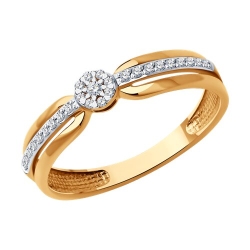 Inel din aur roșu cu pietre Diamant