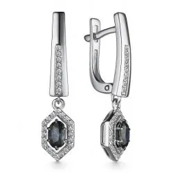 Серьги Длинные из белого золота с камнями Бриллиант, Сапфир