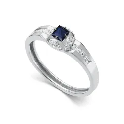 Inel din aur alb cu Diamant, Safir
