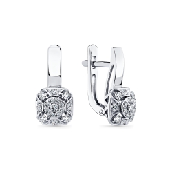 Cercei din aur alb cu pietre Diamant