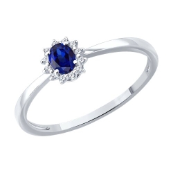 Inel din aur alb cu pietre Diamant, Safir