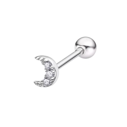 Серьга Одиночная из серебра с камнями Фианит Бесцветный
