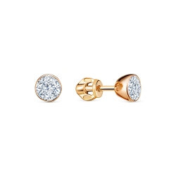 Cercei Pusete din aur roșu cu pietre Cubic Zirconia Incolor
