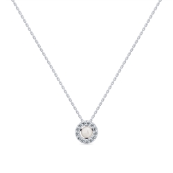 Colier din aur alb cu pietre Diamant, Perla Albă