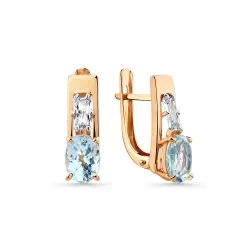 Cercei din aur roșu cu Cubic Zirconia Incolor, Topaz