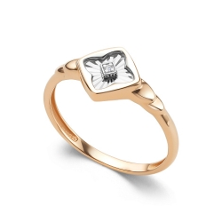 Кольцо из красного золота с камнями Бриллиант