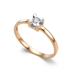 Кольцо из красного золота с камнями Бриллиант