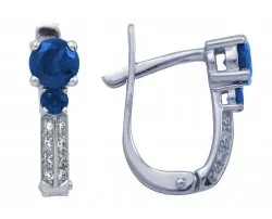 Cercei din aur alb cu Diamant, Safir