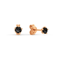 Cercei Pusete din aur roșu cu pietre Cubic Zirconia Negru