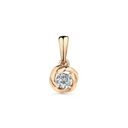 Pandantiv din aur roșu cu Cubic Zirconia Incolor
