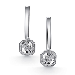 Серьги Длинные из серебра с камнями Бриллиант