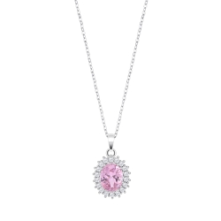 Colier din argint  cu pietre Cubic Zirconia Incolor, Cubic Zirconia Roz