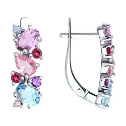 Cercei din argint cu Cubic Zirconia Colorat, Ametist și Topaz Swiss
