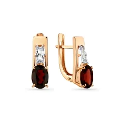 Cercei din aur roșu cu Cubic Zirconia Incolor, Granat