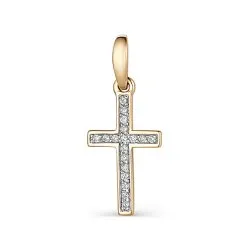 Cruce din aur roșu cu Cubic Zirconia Incolor