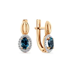 Cercei din aur roșu cu Cubic Zirconia Incolor, Topaz London