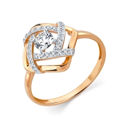 Inel din aur roșu cu pietre Cubic Zirconia Incolor