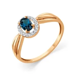 Inel din aur roșu cu Cubic Zirconia Incolor, Topaz London