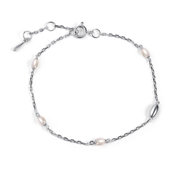 Браслет из серебра с камнями Жемчуг имит.