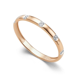 Verighetă din aur roșu cu pietre Diamant