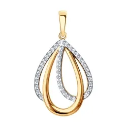 Pandantiv din aur roșu cu Cubic Zirconia Incolor