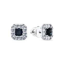 Cercei Pusete din aur alb cu Diamant, Safir