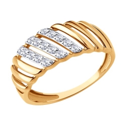 Inel din aur roșu cu pietre Cubic Zirconia Incolor