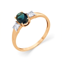 Inel din aur roșu cu pietre Cubic Zirconia Incolor, Topaz London