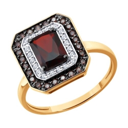 Inel din aur roșu cu Cubic Zirconia Incolor, Cubic Zirconia Maro și Granat