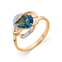 Inel din aur roșu cu pietre Cubic Zirconia Incolor, Topaz sital