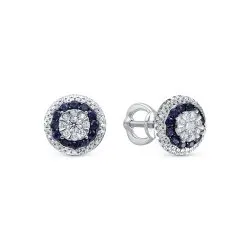 Cercei Pusete din aur alb cu Diamant, Safir