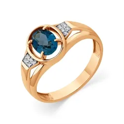 Inel din aur roșu cu Cubic Zirconia Incolor, Topaz London