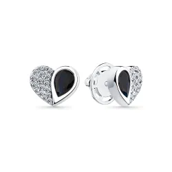 Cercei Pusete din aur alb cu Diamant, Safir