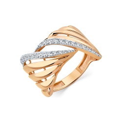 Inel din aur roșu cu pietre Cubic Zirconia Incolor