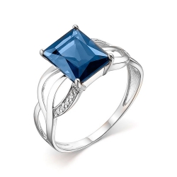 Кольцо из белого золота с камнями Фианит, Топаз London