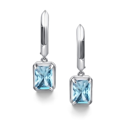 Cercei Suspendați din argint  cu pietre Topaz albastru