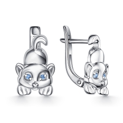 Cercei p-u copii din argint  cu pietre Cubic Zirconia Albastru