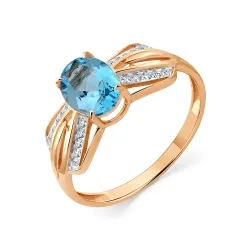 Inel din aur roșu cu Cubic Zirconia Incolor, Topaz Swiss