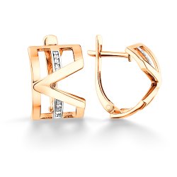 Серьги из красного золота с камнями Фианит