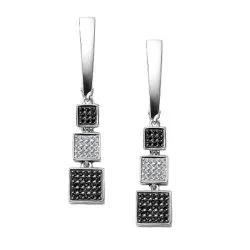Cercei Suspendați din aur alb cu Diamant, Diamant negru