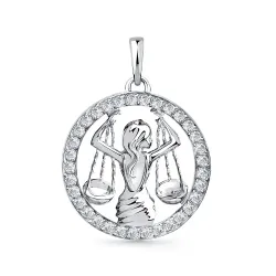 Pandantiv din aur alb cu Cubic Zirconia Incolor