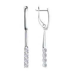 Cercei Suspendați din aur alb cu Cubic Zirconia Incolor