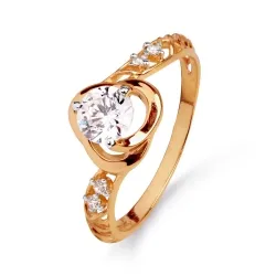 Inel din aur roșu cu Cubic Zirconia Incolor