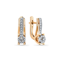 Cercei din aur alb și roșu cu pietre Diamant